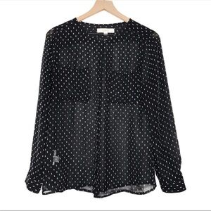 ANN TAYLOR LOFT Sheer Swiss Dot Button Up Blouse Top MP